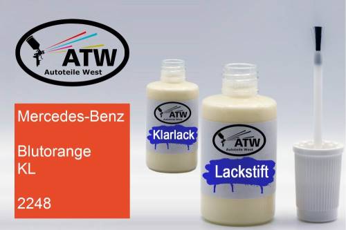 Mercedes-Benz, Blutorange KL, 2248: 20ml Lackstift + 20ml Klarlack - Set, von ATW Autoteile West.